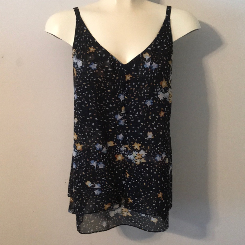 Cabi #3606 Cluster Cami Cosmic Floral Sheer Top